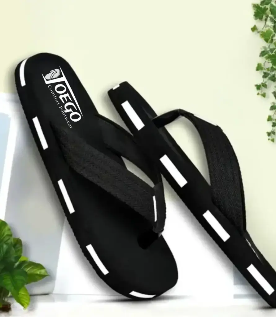 TOEGO Black Stylish Daily Wear Lightweight Slippers for Men